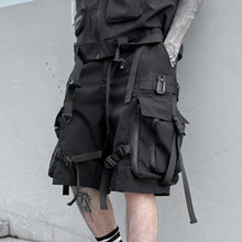 2023 Multi Pockets Street Punk Hip Hop Cargo Shorts Mens Tactical Techwear Knee Length Wide Leg Short Pants