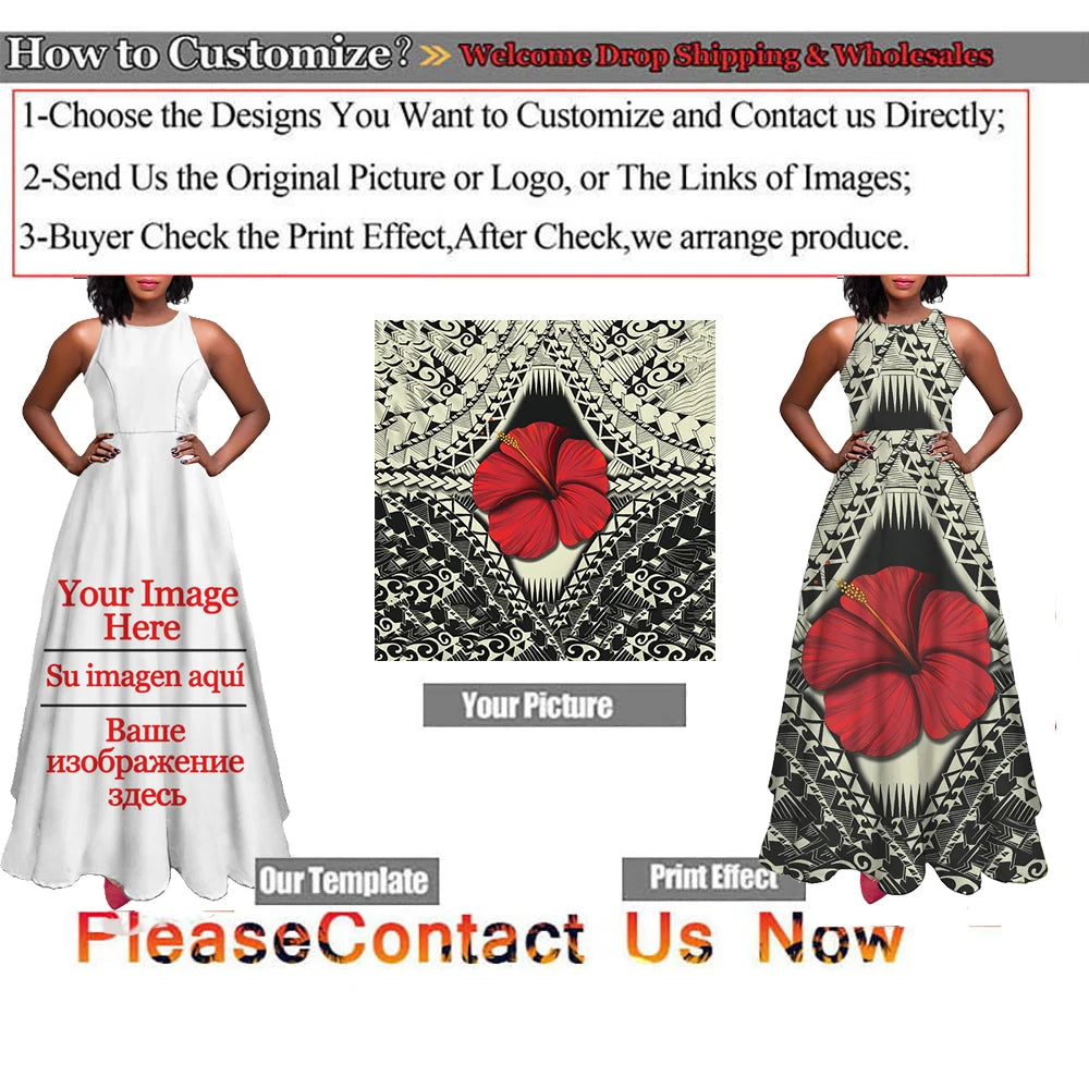 2025 Luxury Party Maxi Dresses for Women Haiti Flag Designer Polynesian Sleeveless Ladies Dress Summer Sleeveless Long Sundress