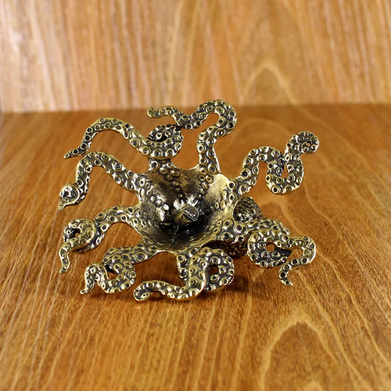 Brass Retro Octopus Cuttlefish Creative Marine Organism Office Desktop Ornament Accessories Small Tea Pet  Souvenir Gifts