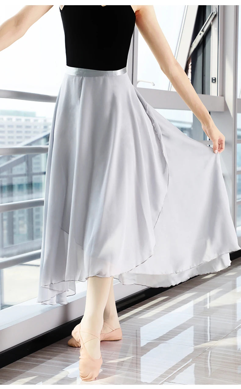 Adult Ballet Wrap Skirt for Women Soft Chiffon Dance Practice Skirt Ballet Class Performance Cover Up