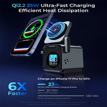 KUXIU D5 Qi2.2 25W 5-in-1 Magnetic Wireless Charging Station With Smart TFT Color Display For iPhone 17 16 15 14 13/iWatch/AirPo