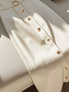 Women's Elegant Simple Round Neck Single Breasted Short Sleeve Belt Midi Dress women dress Women's Elegant Beige Midi Dress