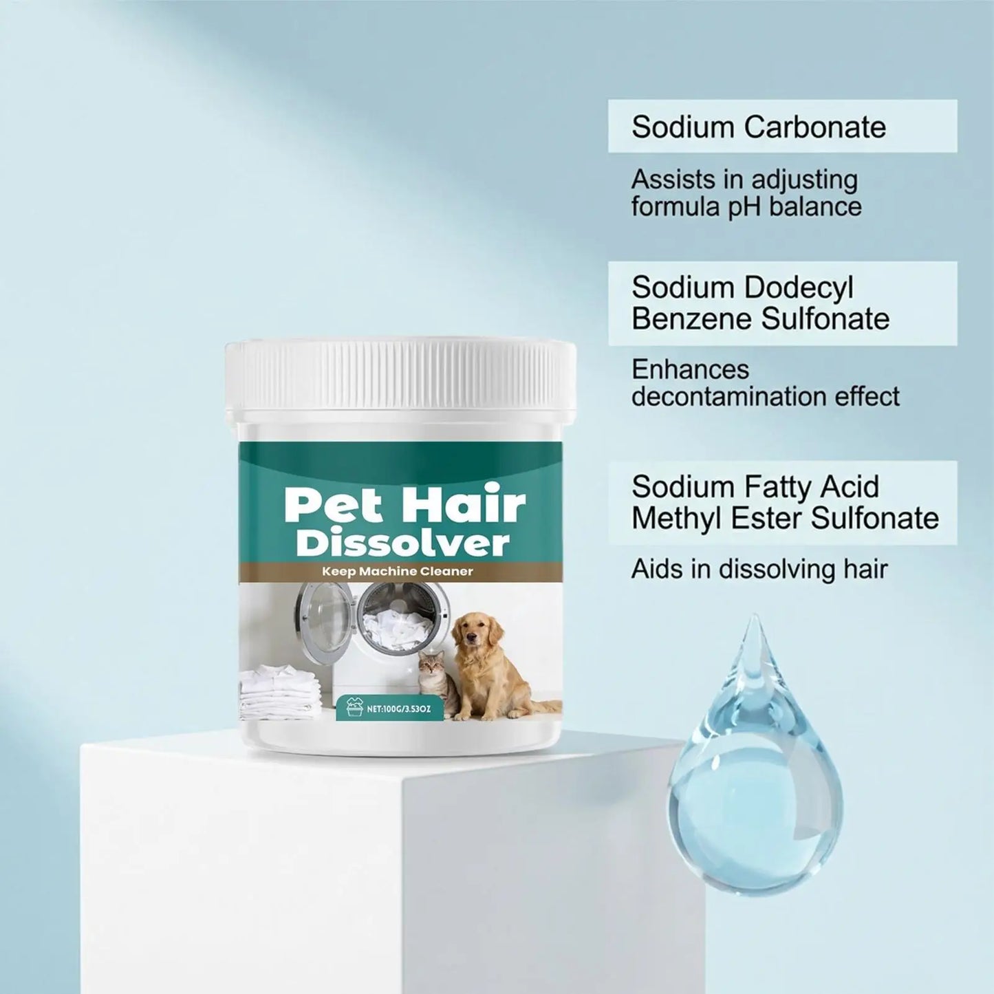 100g Pet Hair Dissolver Laundry Cleaner Washing Machine Hair Remover Detergent Additive Multipurpose Laundry Dog Hair Catch