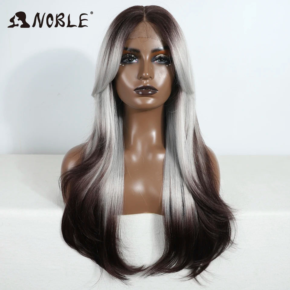Noble 26 Inch Synthetic Lace Front Wig Ombre Blonde Cosplay