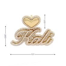 Custom Diamond Heart Outline & Cursive Personalized Name Pendant Customized 3D Name Jewelry Gift for Boyfriend Men's Necklace