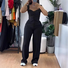 2025 American European New Fashion Women's Elegant Solid Color Trendy 2 Piece Sets Strapeless Suspender Vest Trousers Female
