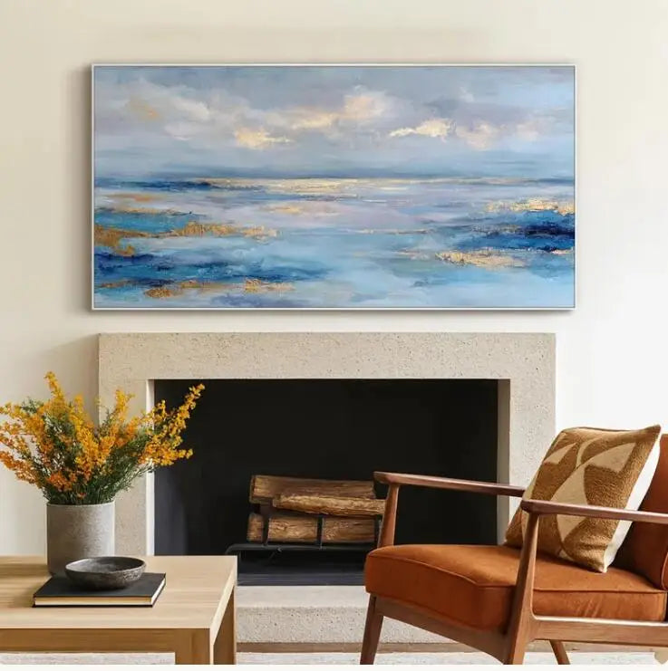 100% Handmade Abstract Oil Painting Original Gold Forest Landscape Wall Art Picture Large Mural For Home Living Room Decor Image