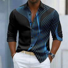 Men's Geometric Ripple Abstract Art Shirt Multi Color Button Shirt Casual Formal Shirt Long Sleeve Fashion Casual Shirt