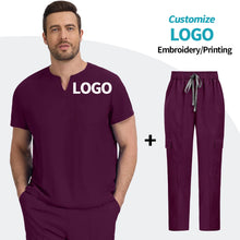 Top+pant Medical Uniform Hospital Surgery Scrub Set Unisex Short Sleeve Pet Shop Doctor Nurse Nursing Suit Lab Workwear Add Logo
