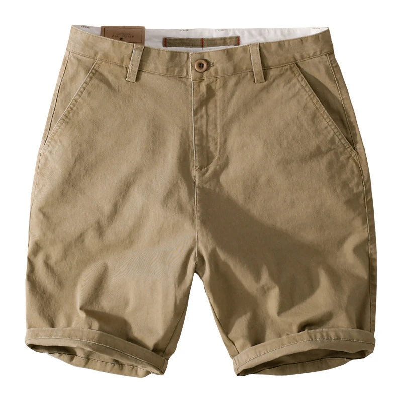 7701 Summer Fashion Men's Simple Basical Cargo Shorts Japan Style High Quality Cotton Solid Color Casual Loose Half Length Pants
