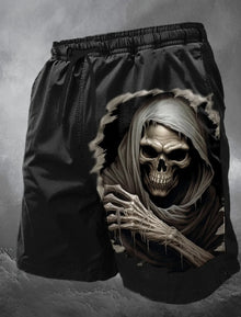 Men's Skull Long Swim Trunks Surf Trunks Shorts Fashion Street Trend Casual Daily Vacation with Elastic Waist Designer Clothing