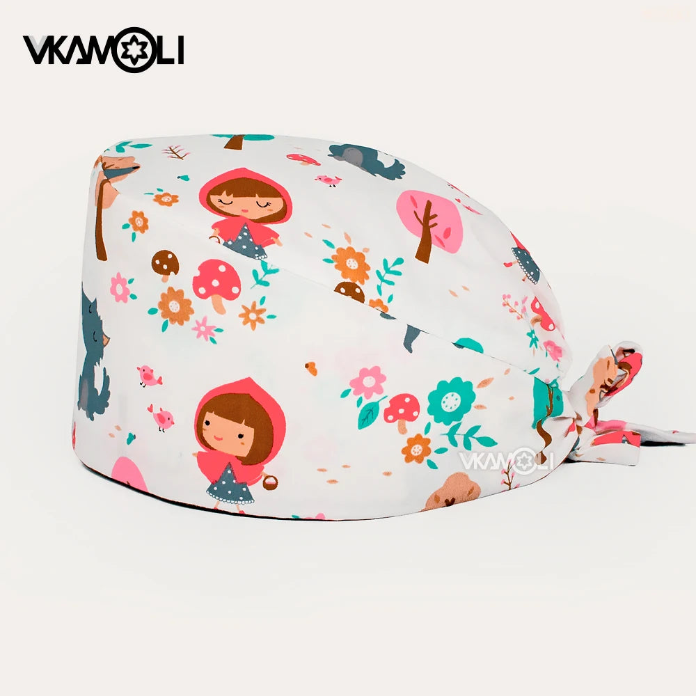 Cartoon Dinosaur series printed hospital surgical cap Reusable Hats  Protection Anti-dust Caps Breathable Caps Cover