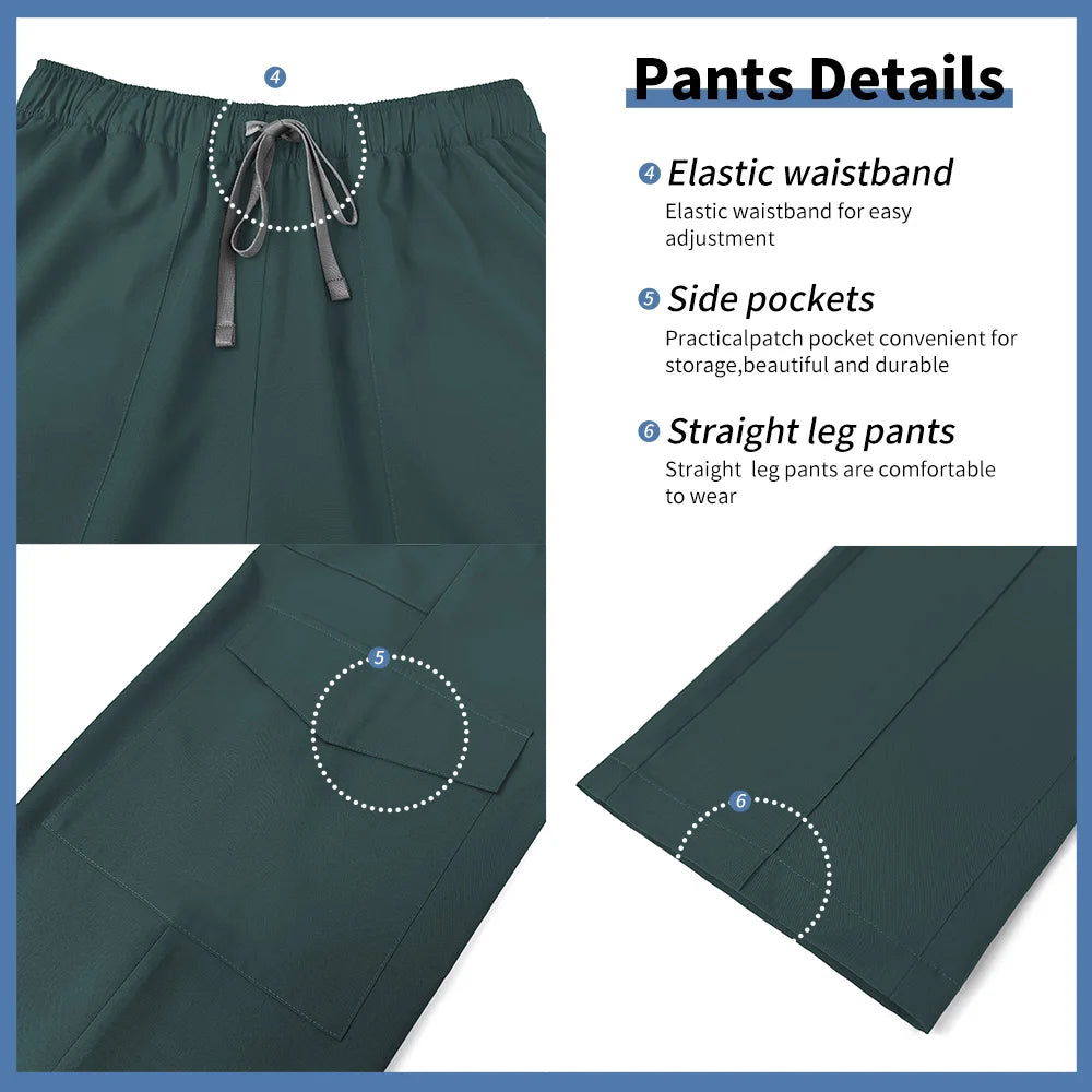 Niaahinn Medical Surgical Uniforms Doctor Costume Men Nurse Surgery Anesthetist Workwear Clinical Nursing Scrubs Tops-Pants Suit