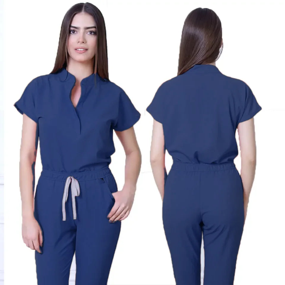 Hot Selling Quick Drying Nurse Stretch Scrubs Sets for Women Summer Sleeves Hospital Nursing Scrubs Uniforms Medical Work Wear