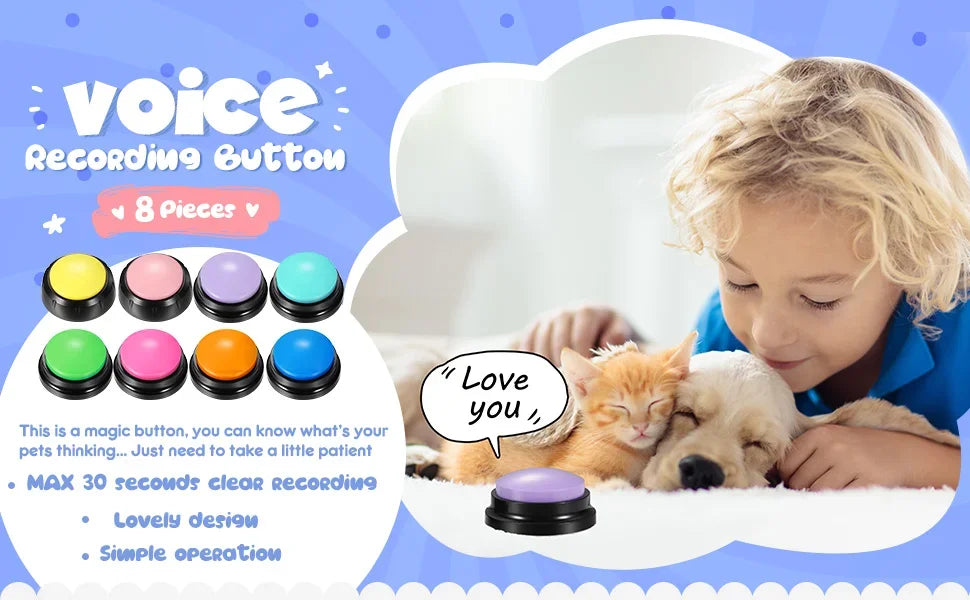 Dog Communication Buttons Voice Recording Button for Pet Training Buzzer 30 Second Record Playback Funny Gift for Talking Pet