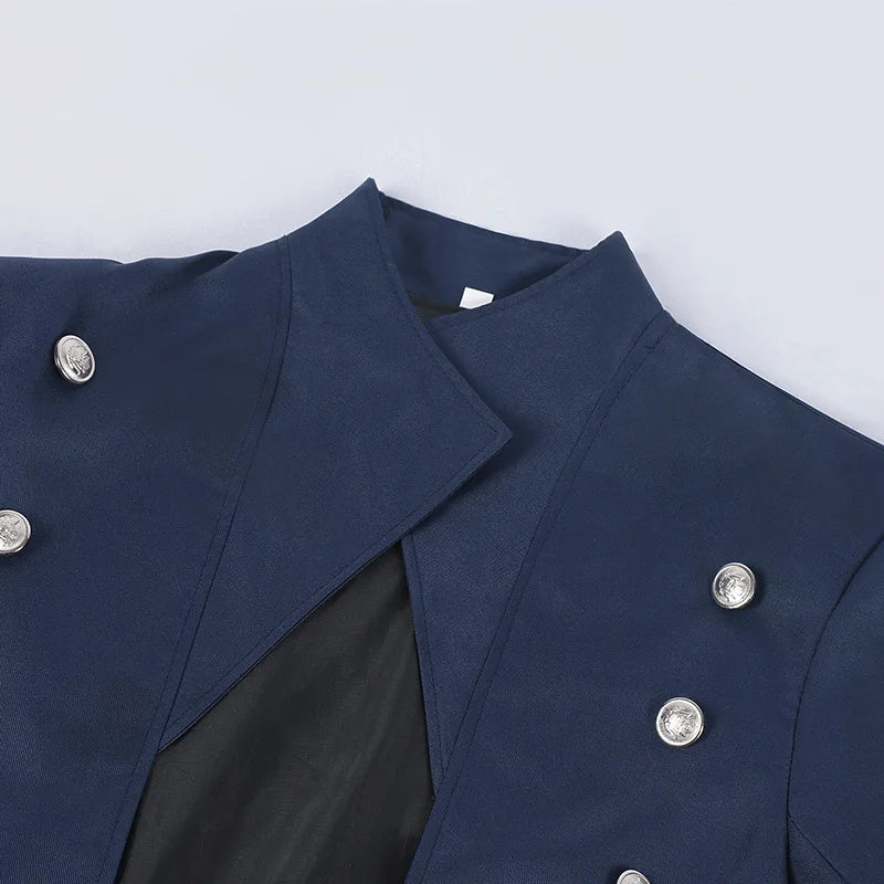S-5XL Plus Size Men Gothic Trench Medieval Steampunk Retro Style Long Jackets Double-breasted Solid Men's Vintage Long Jackets