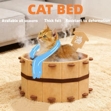 Japanese Onsen-Themed Cat Bed Semi-Enclosed Felt House with Scratcher for 4 Seasons Breathable Cozy Nest for Kittens 0-7.5kg