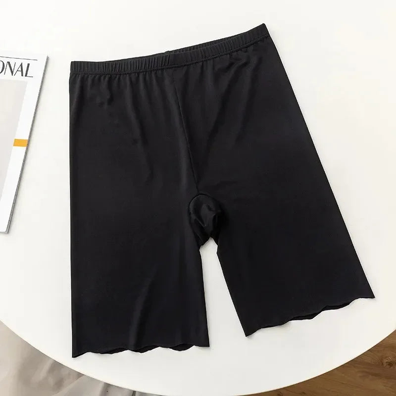 Seamless Ice Silk Safety Short Pants Women Thin Plus Size High Waist Under Skirt Boxers Panties Anti Rub Thigh Safety Shorts
