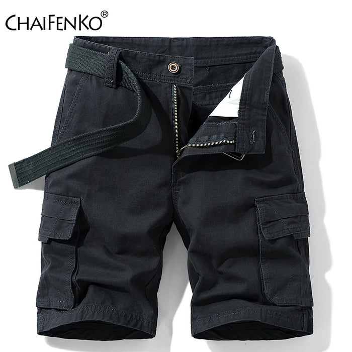 Short cargo pour homme en 100 % coton, confortable, respirant, style décontracté, pantalon court, nouvelle couleur unie, short de sport et d'extérieur pour homme