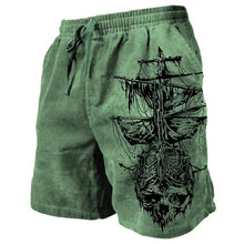 Tan Retro 3D Printed Men's Beach Pants Ghost Pirate Ship 2024 Men's Summer Breathable Shorts Fitness Street Drawstring Shorts