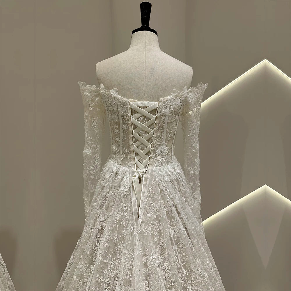 SL-9534 Customized SuLi Lace Wedding Dress For Women Brides Boho Robe De Mariee Long Sleeve Custom Made Wedding Gowns