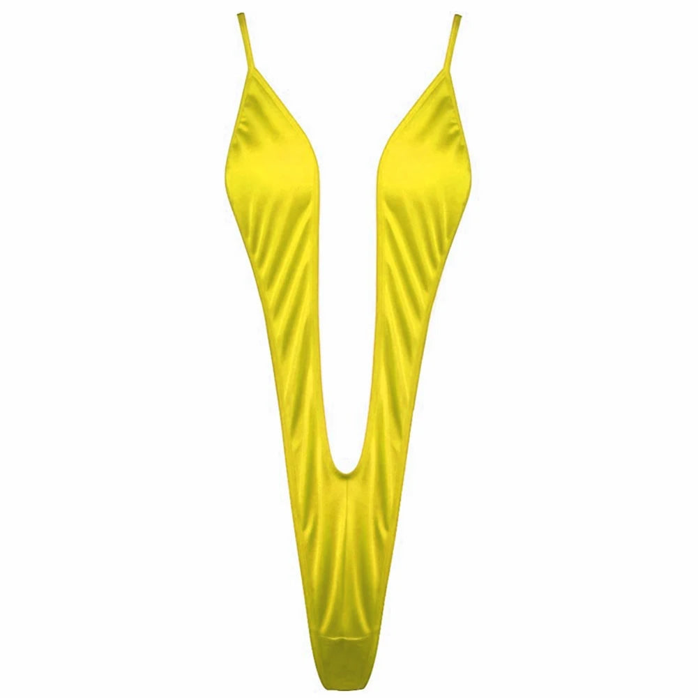 Women Sexy Lingerie Bodysuit Swimsuit Tempt Backless Deep V Bikini High Stretch Three-Point  Bikini Swimsuit Clubwear