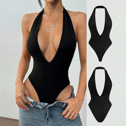 Sexy Halter Slim Bodysuit Women V Neck Beachwear Top