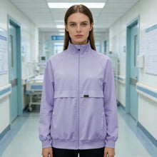 Surgical gown jacket, long sleeved jacket, stand up collar with multiple pockets, medical brush gloves, nurse work clothes