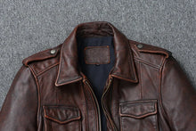 Veste en cuir véritable rouge marron vintage pour homme, en cuir de vachette souple, manteau d'hiver noir, vestes de motard Jaqueta Masculina De Couro
