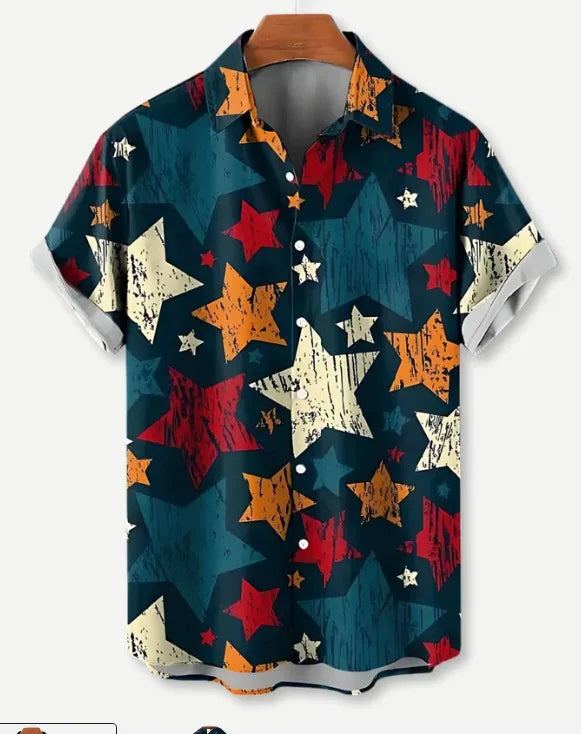 Hawaiian 3D Printed Shirt Amazon Independent Station Bestseller Notch Collar Short Sleeve Shirt
