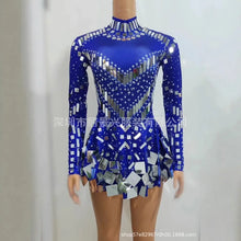 Fashion Stretch Sequins Mirror Dress Bodysuit Drag Queen