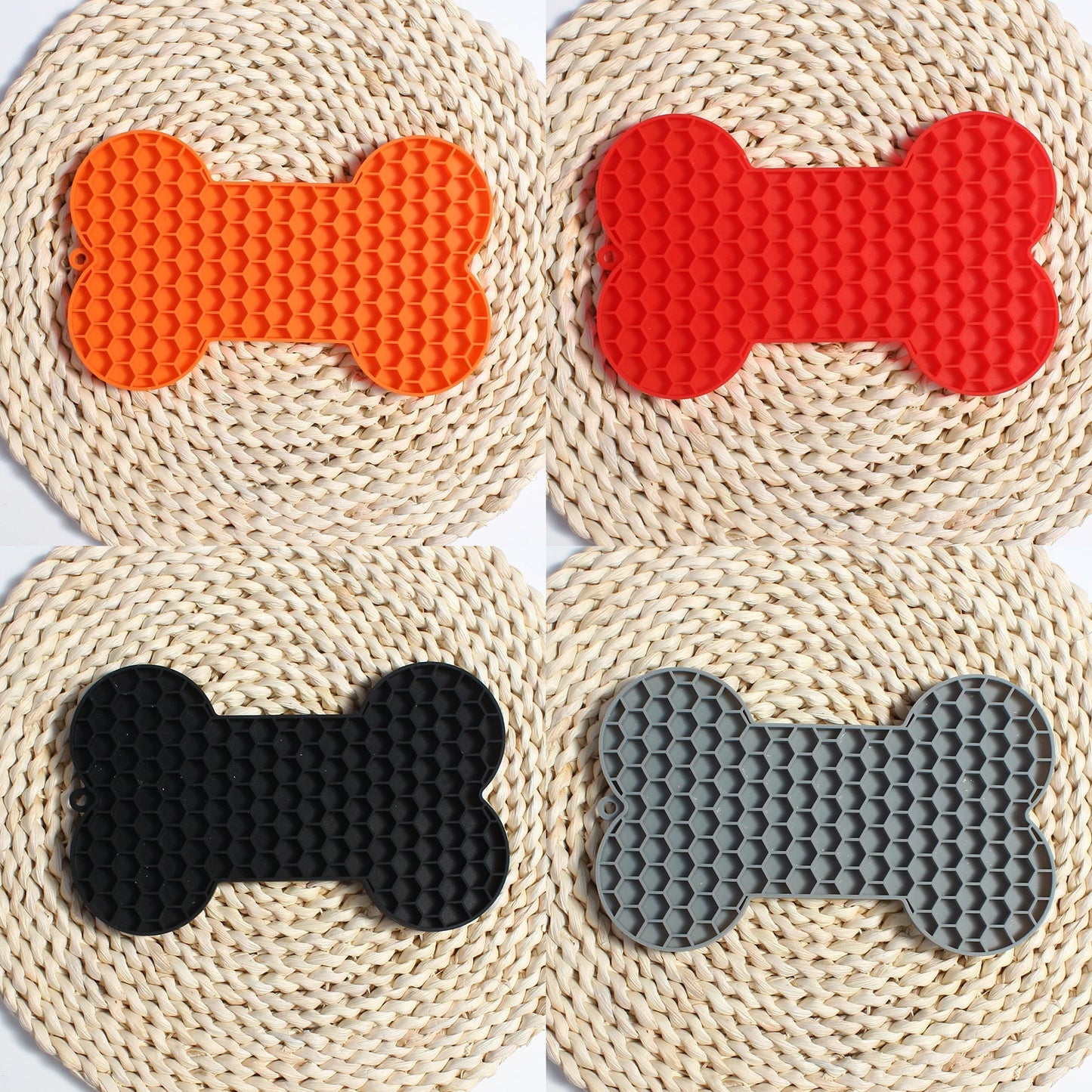 Bone Shape Silicone Licking Pad Pet Dog Peanut Butter Slow Food Bowl Eating for Cats Dogs Feeder Feeding Lickmat