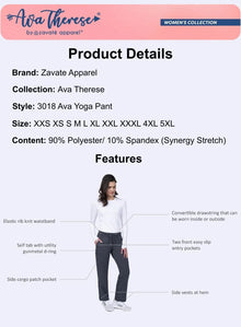 Ava Therese Women's Ava Yoga Pant Medical Uniform - 3018 Regular (Inseam length 31")
