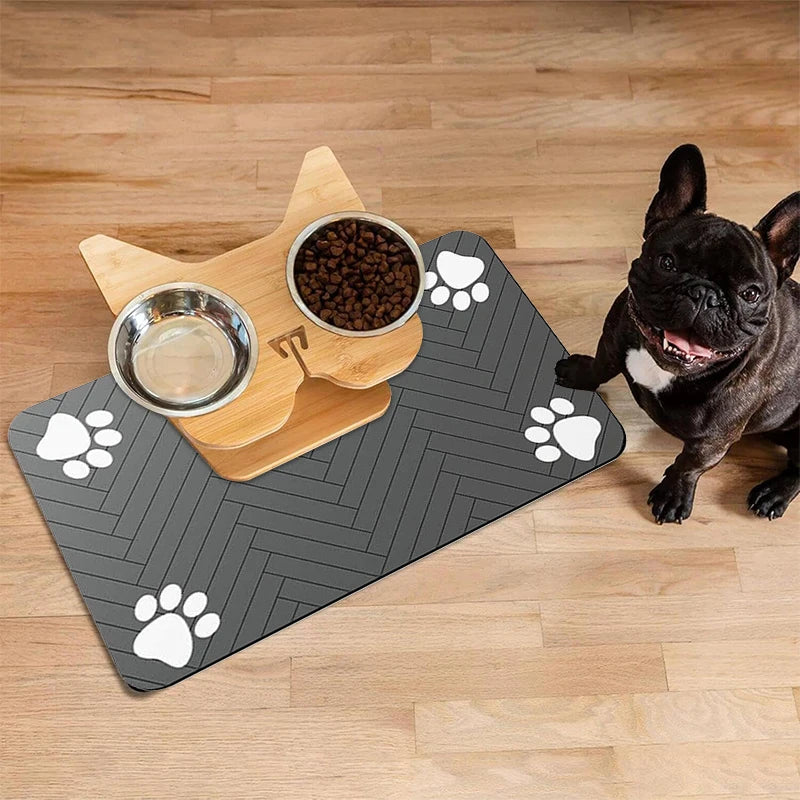 Pet Feeding Mat For Food And Water Bowl Absorbent Quick Dry Pet Placemat With Rubber Backing For Dog And Cat 3040/4050/4060 Cm