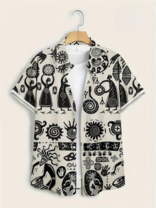 Hawaii Shirts for Men 3D Paisley Graphic Short-sleeved T-shirt Casual Lapel Buttons Male Tops Summer Oversized Bohemian Man Tees