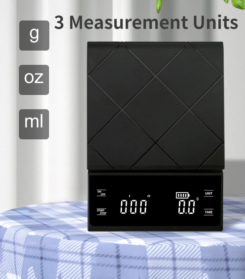 Smart Coffee Electronic Scale High Precision Digital Timing LCD Scale 3kg/0.1g Coffee Balance Measuring Weight Scale for Kitchen