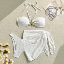 Brown Starfish Bandeau Bikini Set Three Piece Cover Up Women