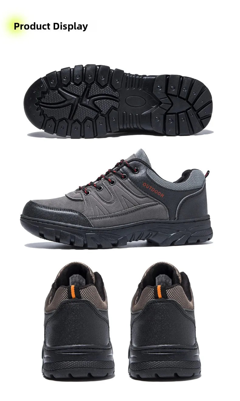 Outdoor Climbing Shoes Men's Trendy Flat Work Shoes Casual Sports Style New Model Comfortable Warmth Synthetic Leather Upgraded