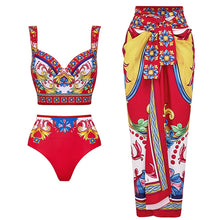 2024 Vintage Printed One Piece Swimsuit Women Beachwear