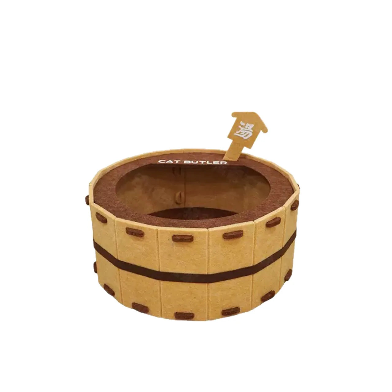 Japanese Onsen-Themed Cat Bed Semi-Enclosed Felt House with Scratcher for 4 Seasons Breathable Cozy Nest for Kittens 0-7.5kg