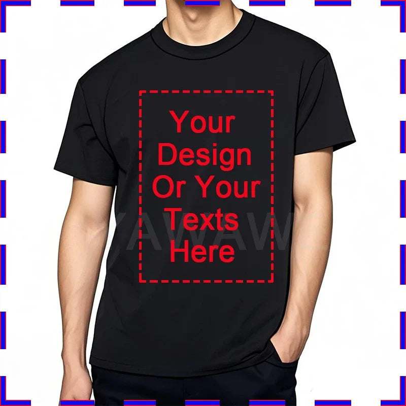 Design Your Own Oversized T-shirt for Men Custom Graphic Blank Cotton Personalized Message Tshirt Loose Fit Tops Gift Your Logo