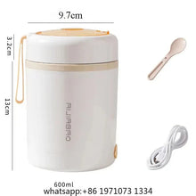 600ML Portable USB Electric Heating Lunch Box Stainless Steel Food Warmer with Drink Function for Picnics Food Heater