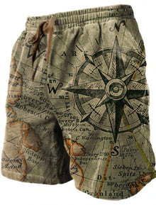 Men's Beach Pants Compass 3D Printed Shorts Men's Summer Breathable Shorts Fitness Street Shorts Men's Ropa Hombre