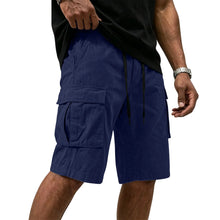 Men Multi-color Cargo Shorts Summer Loose Drawstring Elastic Waist Multi Pocket Quick Dry Casual Five Point Street Shorts