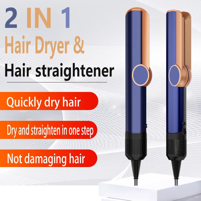 2 IN 1 Professional Hair Straightener & Hair Dryer Heat-Up Hair Flat Iron Negative Ion Iron Long-Lasting Styling Tool