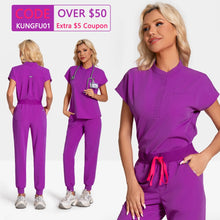 KUNGFU SCRUBS Nurses Uniforms Women Medical Scrubs Set Antibacterial Wrinkle Resistant Shirt Pant Fade Resistant Doctors Clothes