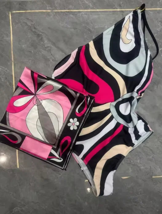 2026 Fashion Design Women's Red Scarf Sling Swimsuits Classic Brand Lady Scarf Bikini Sets with Letter Signature Logo
