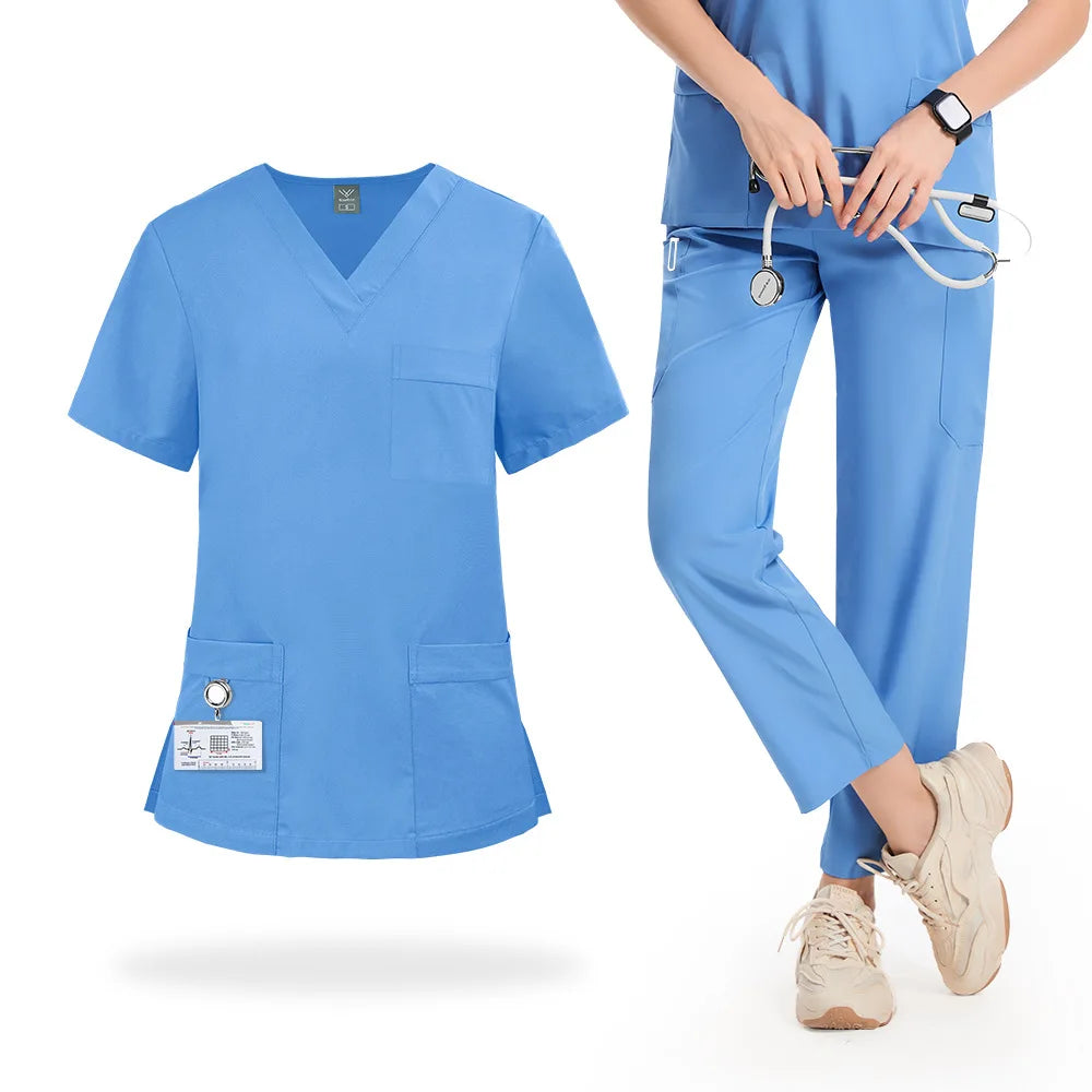 Slim Fit Medical Uniforms Women Scrubs Sets Male Doctors Hospital Nurses Accessories Dental Clinic Spa Salon Workwear Clothes