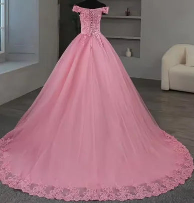 Y&M Novias Off Shoulder Plus Size Vestido De Noiva 2026 New Wedding Dress Train or Floor Customized large Bridal Tulle Mariage