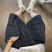 Men Trendy Casual Streetwear Hip Hop Big Pocket Design Cargo Short Pants Y2K 2024 Summer Youth Solid Oversize Baggy Beach Shorts